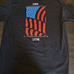 USA 1776 Graphic Short Sleeve Tee - Black with Red & Blue Flag